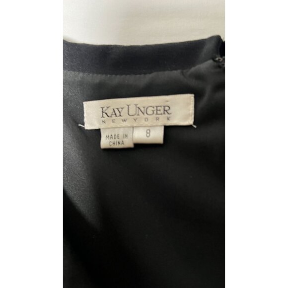 Kay Unger New York Black Shawl Collar Ruched Sheath Knit Mini Dress Size 8 - Picture 3 of 12